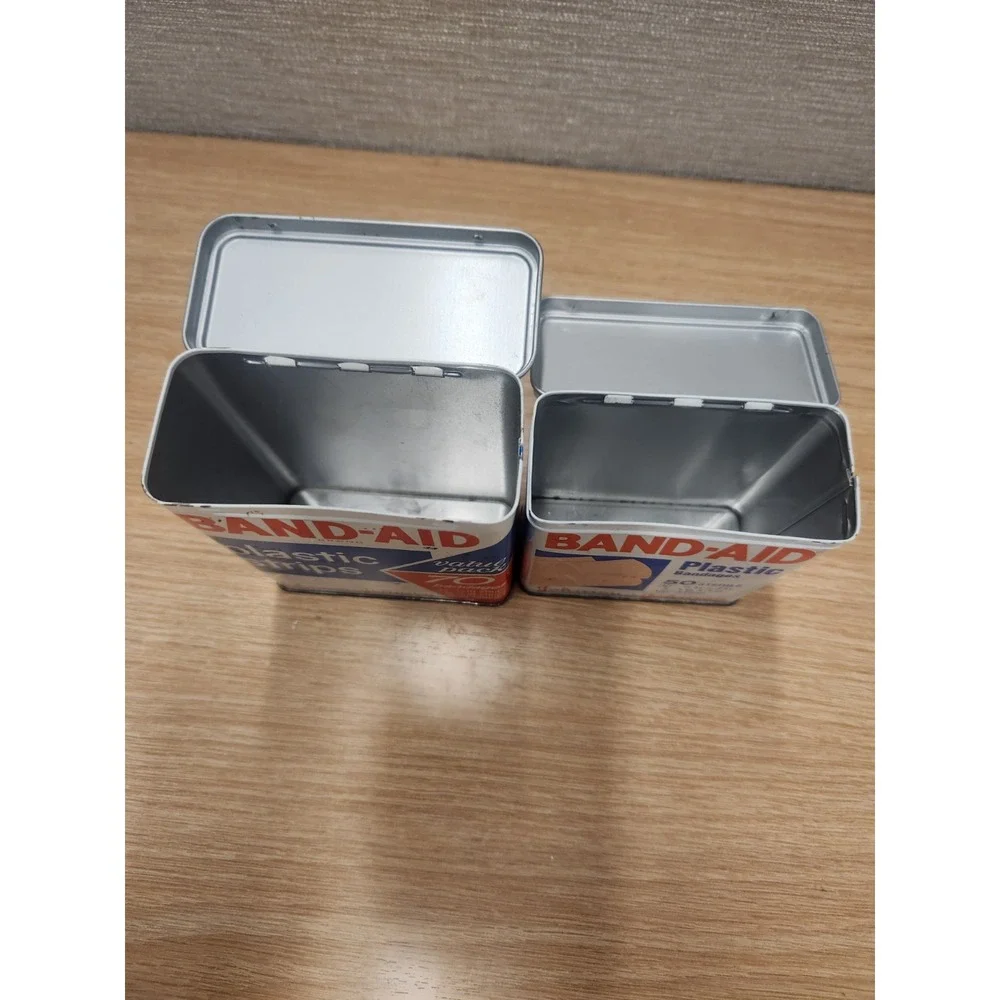 Vintage Lot Of 2 Band-Aid Metal Boxes Tins Johnson & Johnson Made In USA